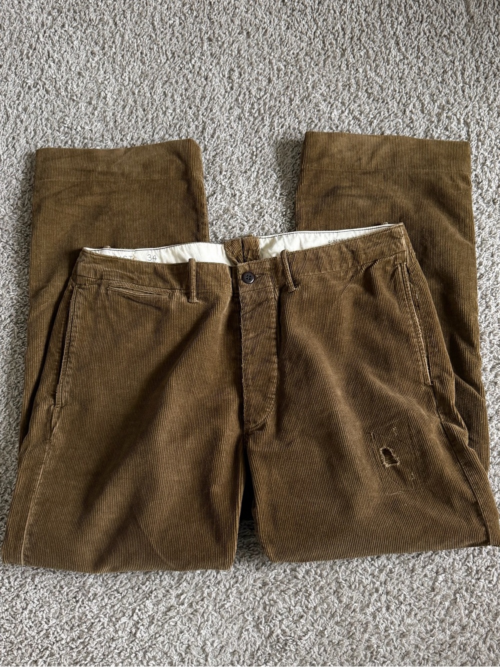 Double RL RRL Military Corduroy Distress Trouser Pants